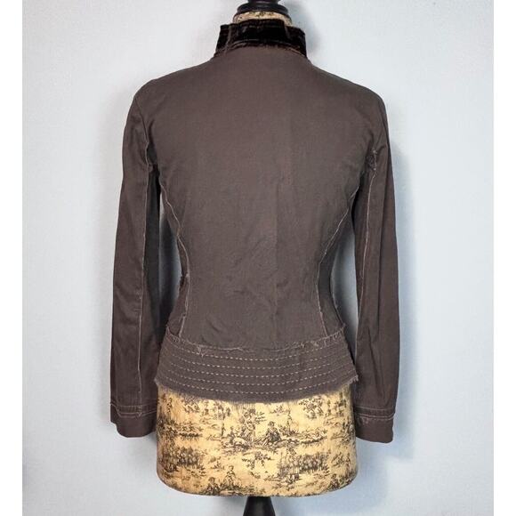 Johnny Was Sz S Embellished Military Jacket Brown - Missing One Button - Picture 5 of 15